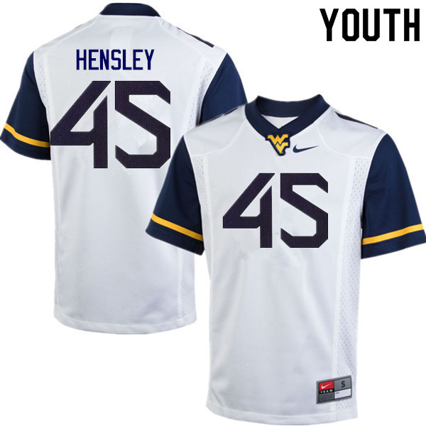 NCAA Youth Adam Hensley West Virginia Mountaineers White #45 Nike Stitched Football College Authentic Jersey YZ23N15YT